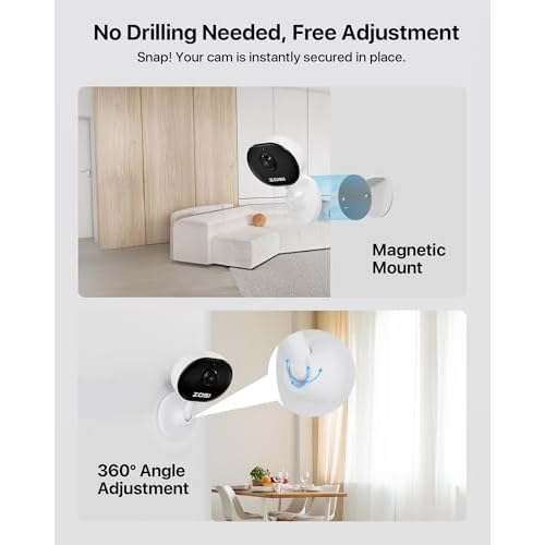 ZOSI Indoor Security Camera, 2Pack 1080P Home WiFi Camera with Phone App, Smart Motion Detection,2 Way Audio, Night Vision,C688 Baby/Pet Monitor,Memory Card/Cloud Storage,Works with Alexa,Plug-in