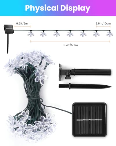 Brightown Multicolor Solar Flower String Lights Outdoor Waterproof Fairy Lights - 60 LEDs, 26ft