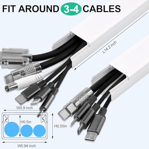 Rindion 85.2in Wall Cable Hider Set - Self-Adhesive Wire Cover for TV Wires, White