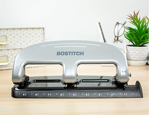 Bostitch EZ Squeeze 3-Hole Punch Silver - 20 Sheet Capacity, No Jam