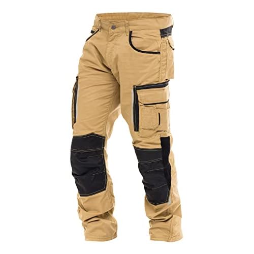 FASHIO FF Mens Construction Pants Utility Work Heavy Duty Workwear Trousers Carpenter Knee Reinforcement Cordura Safety Pants