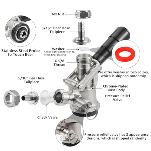 D-System Keg Coupler with Brass Body, Stainless Probe, 55 PSI Valve for Commercial/Home Draft Beer