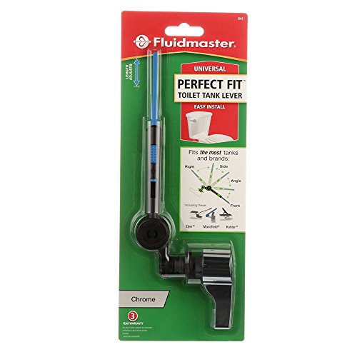 Fluidmaster 641 Perfect Fit Universal Toilet Tank Flush Lever Chrome Metal, Adjustable Arm