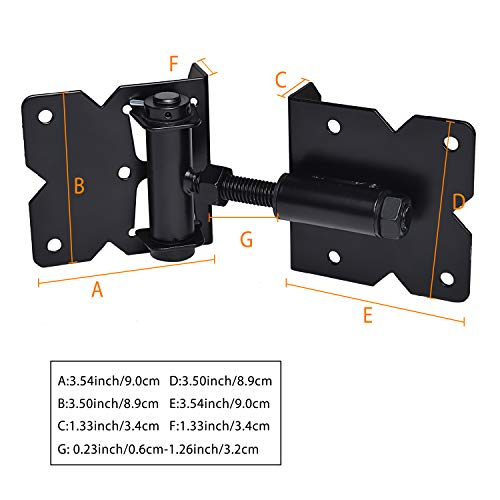 SANKINS Heavy Duty Self-Closing Gate Hinges 90° Adjustable Black 2 Pcs