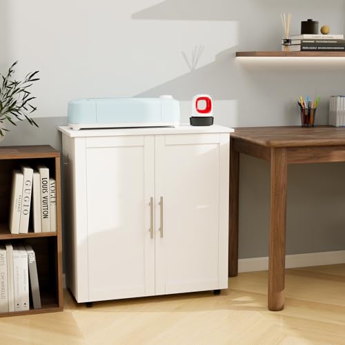 Vomavex Cricut Rolling Craft Cabinet with Vinyl Roll Holder | 31.6 x 15.8 x 33.7 in