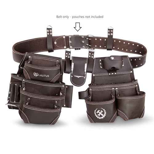 LAUTUS 2 1/2 Inch Heavy Duty Top Grain 100% Pure Leather Tool Belt For Construction, Farmers, Handyman Work Wide Belt | Extra Long 33 Inches to 56 Inches