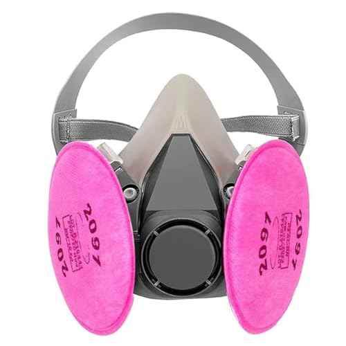 Reusable Half Face Cover, 2091 Filter and Earplugs for Paint, Used for Painting, Dust, Welding, Metal Cutting,Organic Vapor Gas Perfect for House DIY