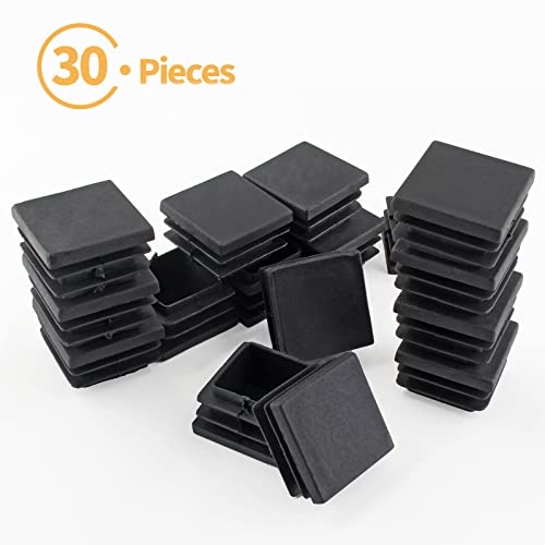 Uenhoy 30 Pack 1-1/2" Square Plastic End Caps for Tubing, Black