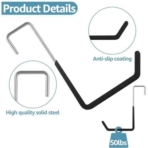 Acrux7 16 Pack Rafter Hooks Heavy Duty Rafter Hanger Vinyl Coated Large S Hooks for Hanging Ladder Bike Hangers Garage Storage Organizer (Black)