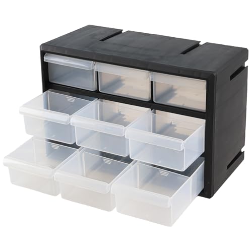 Obstnny 9-Drawer Plastic Parts Storage Cabinet, Black — Hardware & Craft Organizer