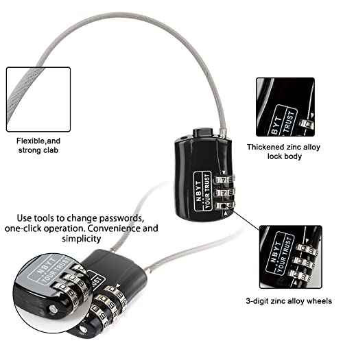 Wire Combination Lock Padlock, Wire Diameter 3/24", 16" Circumference, Suitable for Travel Luggage, Backpack, Cycling Helmet, Small Cabinet, Gym Cabinet, Suitcase