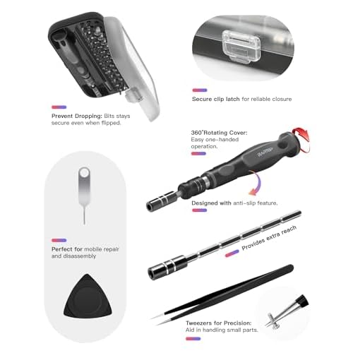 Precision Screwdriver Set - 48 in 1 screwdriver bit set Magnetic Small Screwdriver Set with Case, mini screwdriver set for Computer, Laptop, iPhone, MacBook, PC, Game Console, Eyeglass(48-IN-1)