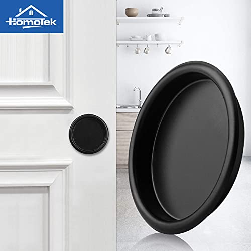 HOMOTEK 4 Pack Black Closet Door Finger Pulls - Easy Snap-In Installation, Fits 2-1/16" Diameter Holes