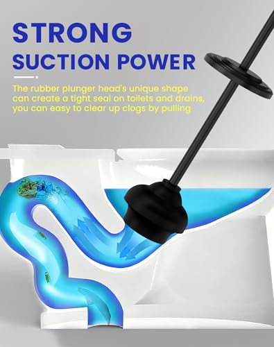 DOWRY Black Toilet Plunger with Holder, Rust-Resistant Bathroom Caddy