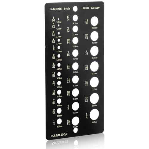 Drill Bit Gauge Drill Bit Size Guide Stainless Steel Gauges for 1/16 Inch to 1/2 Inch Size Bits, 29 Holes Metal Gauge Tool Bolt and Wire Diameter Index Accurate Measurement Equivalents