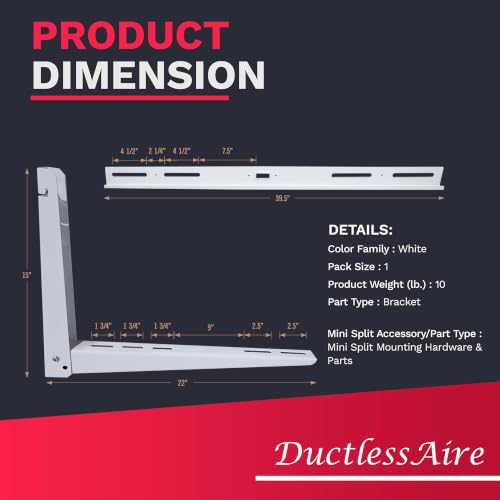 300 lbs Ductless HVAC Mini Split Wall Mounting Bracket - Supports 9K-36K BTU