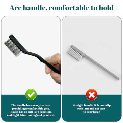 15PCS Mini Wire Brush Stainless Steel Brush Set£¬Masonry Brush Wire Bristle for Cleaning Welding Slag and Rust£¬Curved Handle Brush (Stainless Steel, 15)