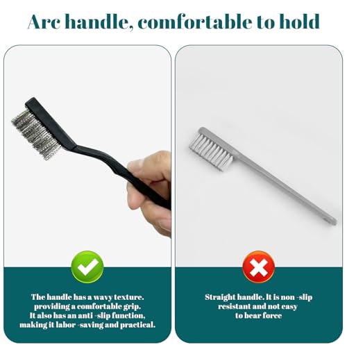 12 Pcs Mini Stainless Steel Wire Brush Set, Wire Scratch Brush with Curved Handle, Cleaning Weld Slag and Rust