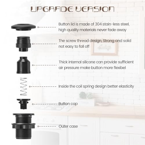 Etoolcity Stainless Steel Black 3.6'' Long Air Switch Kit for Garbage Disposal