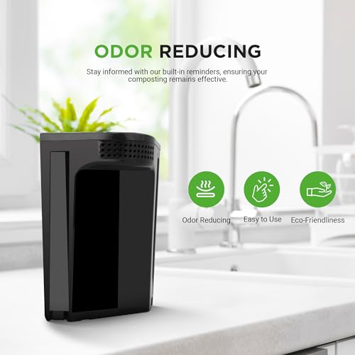 NutriChef Black Replacement Composter Filter for 3L Countertop Bin - Charcoal Activated Refills