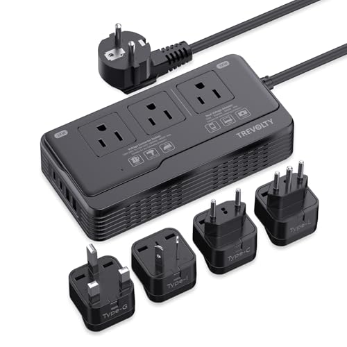 TREVOLTY Black 2000W Travel Voltage Converter for Hair Dryers, European Plug