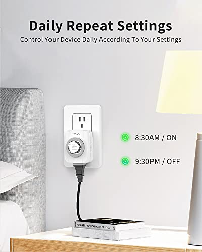 Tiffcofio Mechanical Outlet Timer 2 Pack - 3 Prong Programmable Light Timer for Home & Christmas