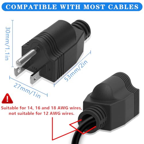 OFOAEEA Black 3-Pack Replacement 3-Prong Electrical Plug with Screwdriver - Durable Grounding Cord Ends