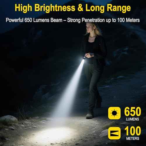 BORUIT U8 Small Flat EDC Flashlight,650 Lumens USB-C Rechargeable Pocket Flash Light with White, Yellow & RGB LEDs, IP67 Waterproof, Magnetic Tail & Clip for Camping, Hiking, Emergencies