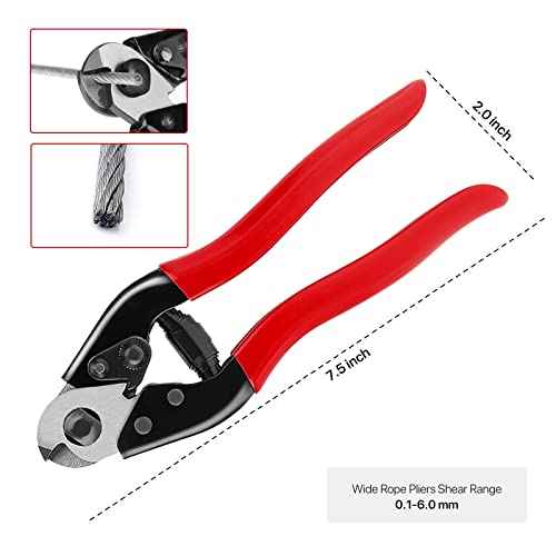 Bike Cable Cutter, Heavy Duty Stainless Steel Cable Cutter, Wire Rope for Deck Stair Railing Strong Thick Seal Metal Fencing Bicycle Bike Brake Cutter With 10 Pcs Ferules CR12, CT1