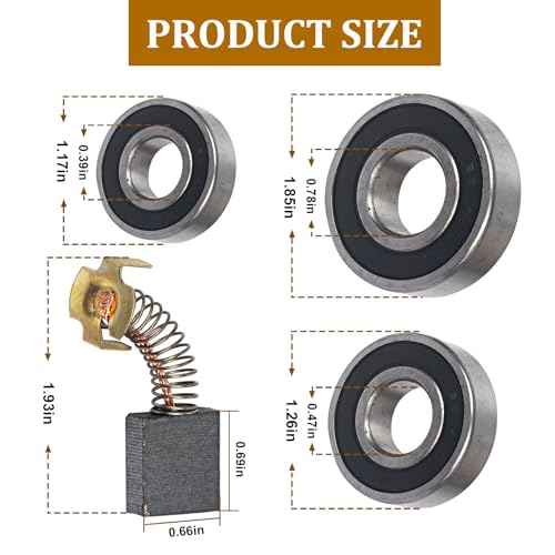Replacement for Sears Craftsman RM870 RM871 RM872 Motor Rebuild Kit Motor Armature Bearing Set Compatible with 137.xxxxxx Series Motorized 10" Table Saws