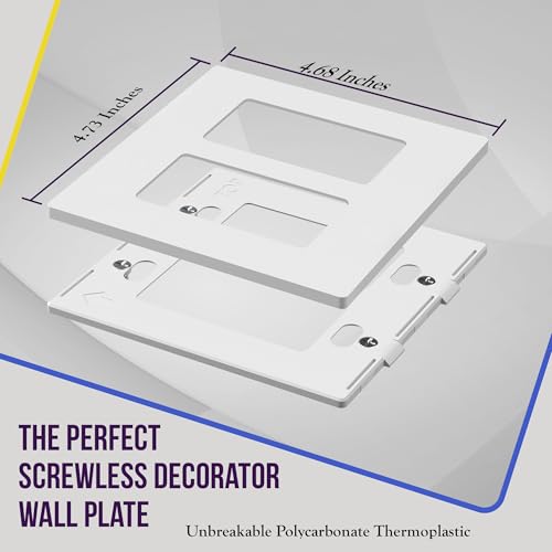 ENERLITES 2-Gang White Screwless Decorator Wall Plate Outlet Cover - 5 Pack, Standard Size