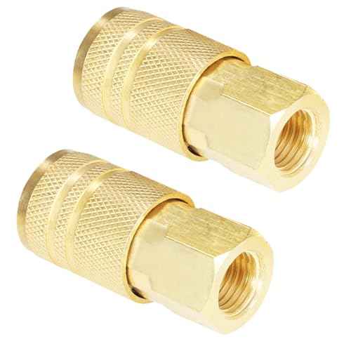 Air Hose Fittings Brass Industrial Coupler 1/4-inch NPT Female Thread Compressor Quick Connect Fittings For Professional Jobsites and Automotive Shops I/M Style 2 Piece