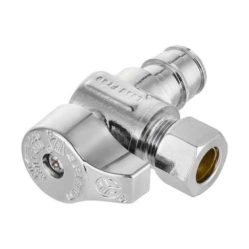 Pro 10-Pack EFIELD Stop Angle Valve Pex-A 1/4 Turn, 3/8" OD Compression X 1/2" Pex-A Expansion, Chrome Plated LF Brass, Heavy Duty,(VALVE378)