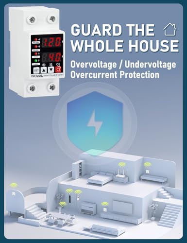 DIHOOL Adjustable Voltage Protector 110V-220V, Overcurrent & Surge Protection