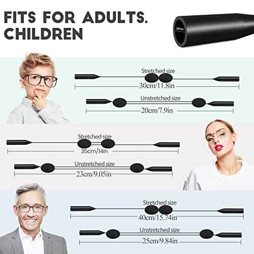 4pcs Adjustable Glasses Strap, Anti-Slip Eyeglass Straps and Ear Hooks, Black
