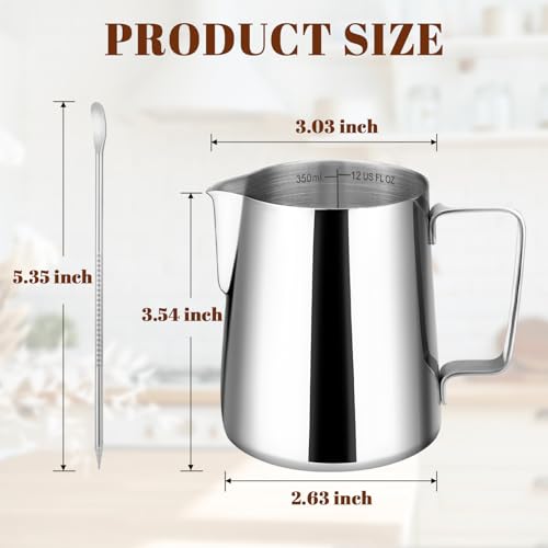 Amrules 12oz Stainless Steel Milk Frothing Pitcher with Latte Art Pen - Silver