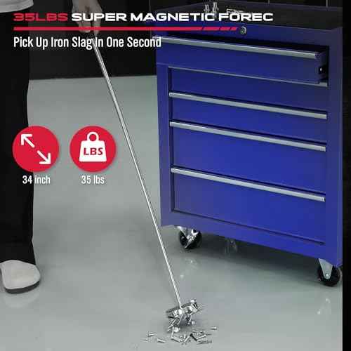 Telescoping Magnetic Sweeper Pickup Tool: Strong Magnet Pick up Nails Screws and Metal Parts Nut Bolts Steel Iron Parts Finder 35LB Pull Capacity Retractable 8.6" to 33" Telescopic Stick