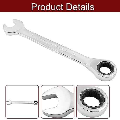 18mm Ratcheting Combination Wrench, 72 Teeth Metric Ratcheting Wrench SAE 12 Point Ratchet Box Ended Spanner Tools
