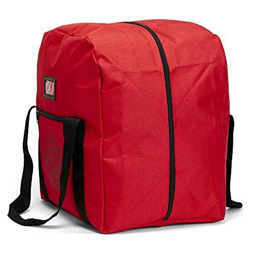 LINE2design Firefighter Heavy Duty Rescue Step-In Turnout Fire Gear Bag with Quick Dry Fabric, Shoulder Strap & Maltese Cross - Red
