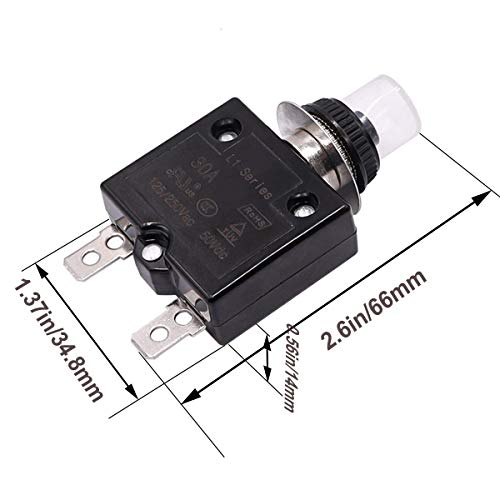 SMSEACE 15A Waterproof Electric Button Circuit Breaker L1 Series with Manual Reset