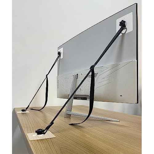 2 Pack Adjustable TV Safety Straps, No-Drill Adhesive Anti-Tip Furniture Anchors for Baby Proofing, Flat Screens Fix to Wall,Cabinet,Stand Or Desk, Earthquake Straps