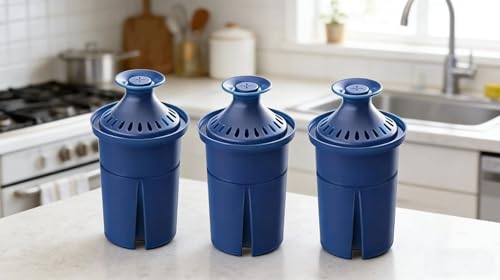 Blue Water Filter Replacements for Brita Pitchers - NSF Certified, 3 Pack