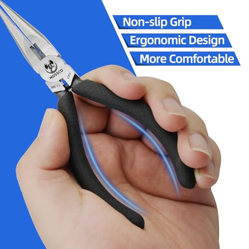 Needle Nose Pliers, 5" Mini Long Nose Pliers with Cutter, Serrated Jaw Precision Small Needle Nose Pliers for Jewelry Making, Bending Wire, Crafts, Electronic Repair