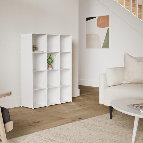 C&AHOME Milky 12-Cube Storage Organizer Shelf Units for Closet & Home