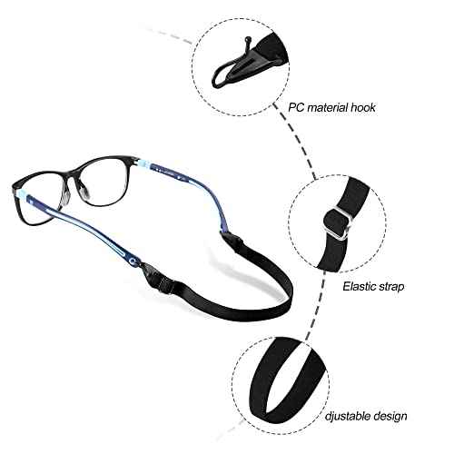 lvvfit Kids Glasses straps-Adjustable Glasse Strap Sports eyeglasses Straps Sunglasses Straps for Kids Toddler Boys Girls, 4pcs Black, Small