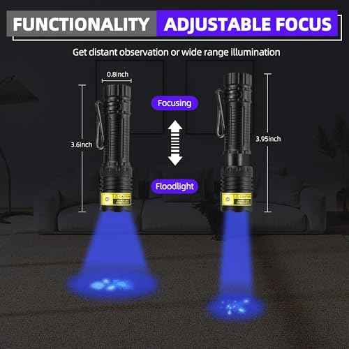 DARKBEAM 365nm UV Flashlight Black Light, Mini but Powerful Blacklight USB- C Rechargeable, Focusable Woods Lamp Water Resistant, Detector for Pet Urine, AC Leak Detection, Curing Resin