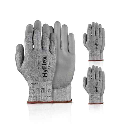 HyFlex Ansell 11-727 Ultralight Cut-Resistant Industrial Gloves w/Reinforced Palm for Machinery, Auto, Warehousing Grey