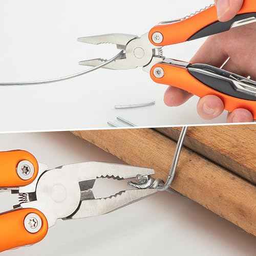 Needle Nose Pliers, Multi Tool, Hiking Essentials, Fathers Gifts, Pocket Knife, Multitool Pliers, Camping Knife with Holster and Nylon Sheath for Outdoor, Fishing, Hunting, Hiking