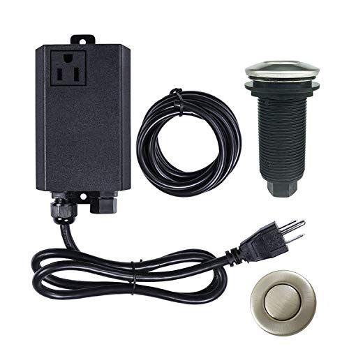 Etoolcity Stainless Steel Brushed Nickel Garbage Disposal Air Switch Kit - Single Outlet, 2.7" Long