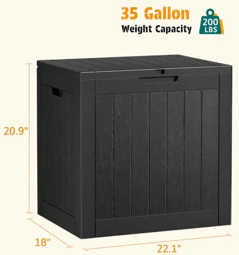 NUNU LAB 35 Gal Outdoor Waterproof Lockable Deck Box - Black, Striped